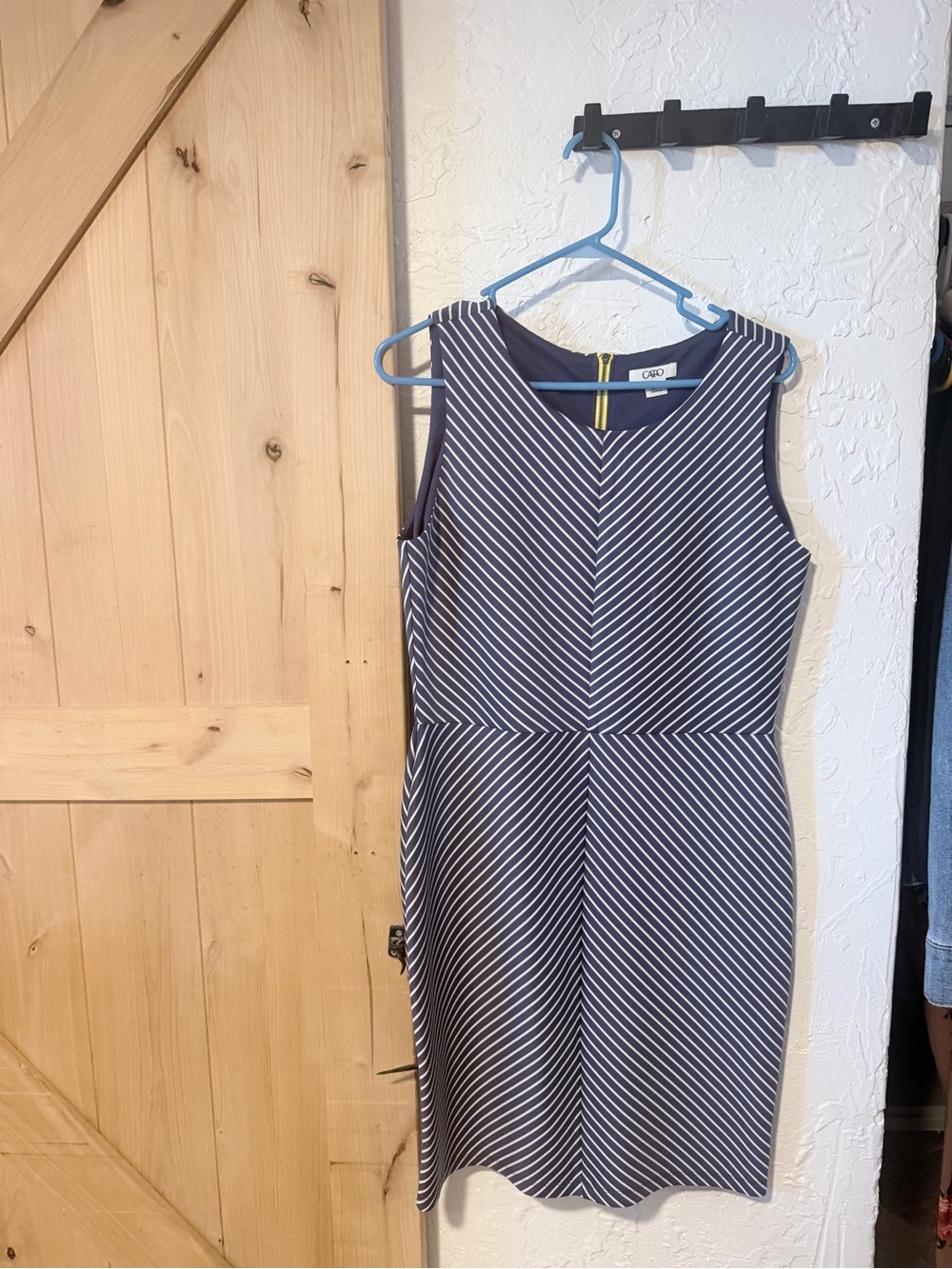 Cato Navy and White Chevron Midi Dress